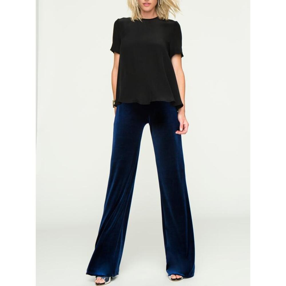 Reconnect Charlotte Straight Leg Velvet Maternity Pants - Blue / M